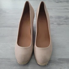 J. Crew Seville Pump Women's Size 9.5 Wedge Heel Espadrille Tan Canvas Slip On