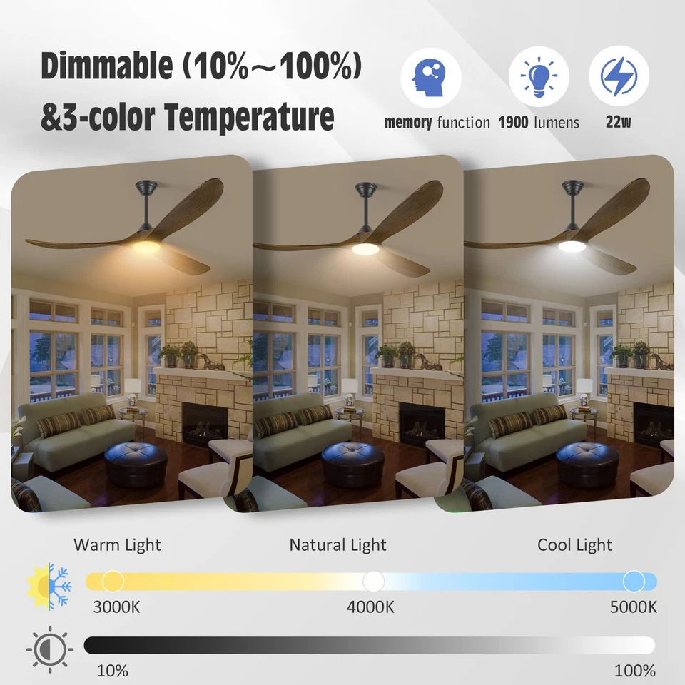 70 Inch Smart Ceiling Fan with Light Large Farmhouse Ceiling Fans with Lights... - Image 3 of 4