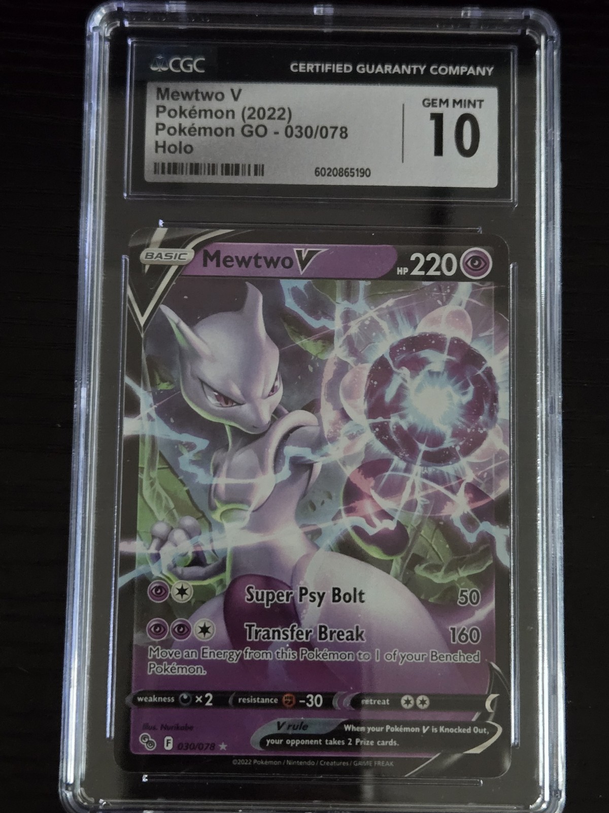 Mewtwo V Ultra Rare 030/078 Graded 10 Gem Mint