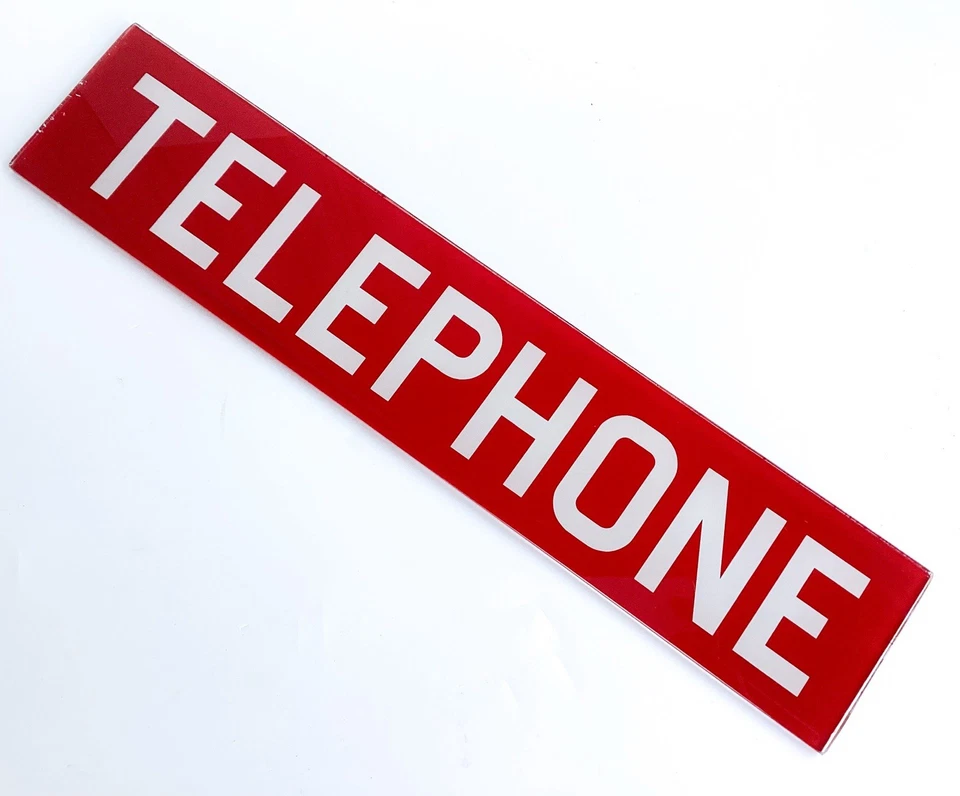 VINTAGE Original Red Payphone Telephone Booth Glass Sign 25.5 "  - Image 2 of 4