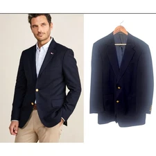 Hart Schaffner&Marx 40R Wool Blazer Old Money Gold Buttons Jacket Navy Blue EUC!