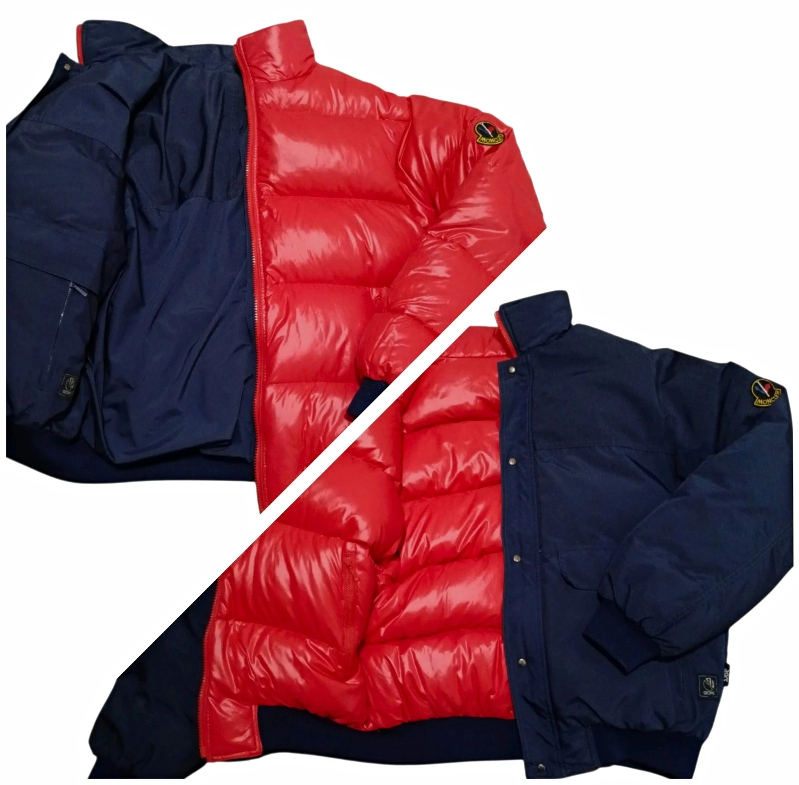 Moncler Vintage Reversible Down Puffer Jacket Red/Blue Quilted Full Zip Mens M image 1