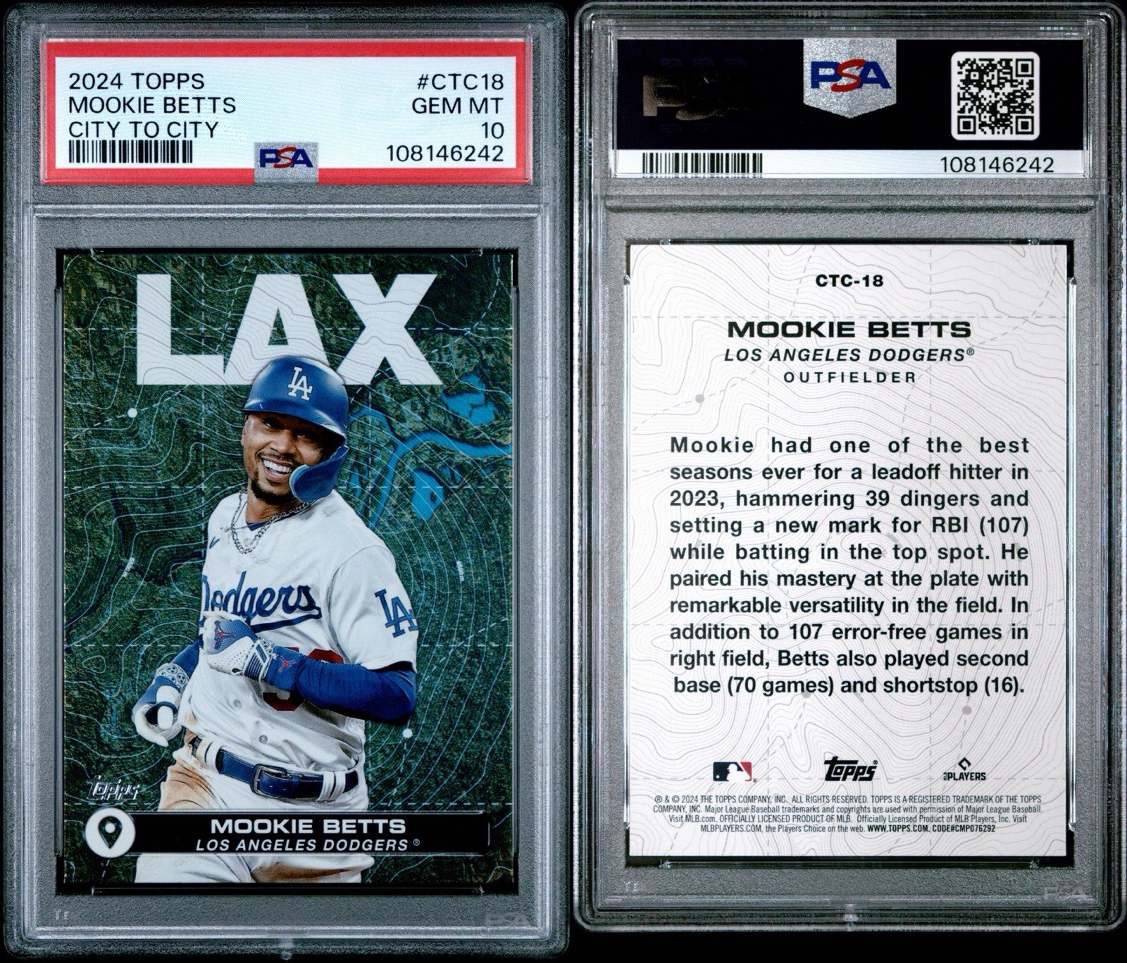 2024 TOPPS MOOKIE BETTS CITY TO CITY #CTC18 PSA 10 GEM MT view 3
