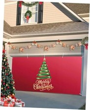 Winter Gnome Garage Door Banner Cover 7 x 8 ft, Merry Christmas Tree 7x8 ft Red