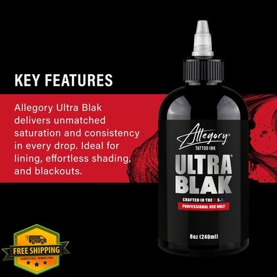 Allegory Tattoo Ink Ultra Blak Premium Black Lining Shading 8oz