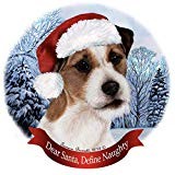 Holiday Pet Gifts Jack Russell Wire Haired Tri Dog Santa Hat Porcelain Ornament