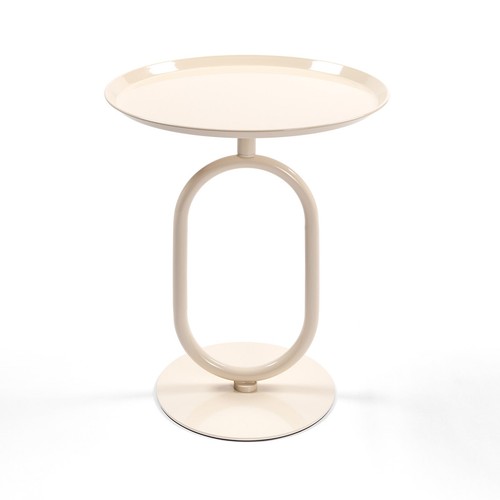 Lantern Metal End Table - Modern Round Accent Side Table for Small Spaces