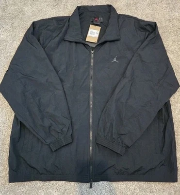 NWT Men’s Nike Air Jordan Nylon Windbreaker Jacket Black FV7299-010 $100 Size M - Image 1 of 4
