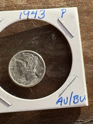 1943 P Mercury Dime 90% Silver  AU / BU Uncirculated FSB