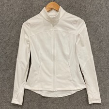 Elite Eleven Womens Jacket Size Medium White Fitted Long Sleeve Zip Pockets 3425