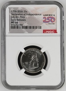 1776 2026 4th July Privy Mark Declaration of Independence NGC MS66 Early Release