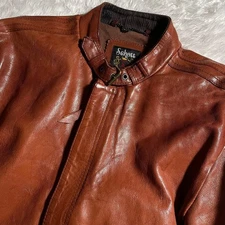 Schott Single Rider Jacket Goat Leather Striped Liner Brown Size XL Authentic