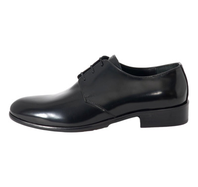 High Level Men's Derby Shoes In Abrasive Leather 811 Black Color