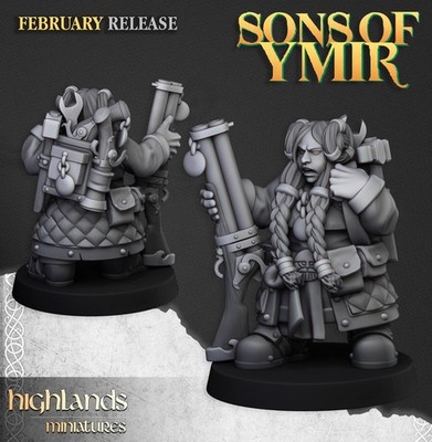 2x Sons of Ymir Engineer Highland für Sigmar Old World Zwerge Ingenieur