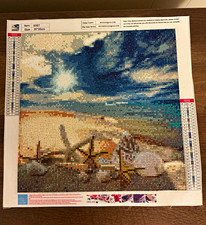 Diamond Painting Seaside Windmills Beach Ocean 13.78 inches x 13.78 inches