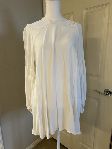 Free People Boho Westernkleid weiß Cold Shoulder Ballonärmel - Bild 2 von 5