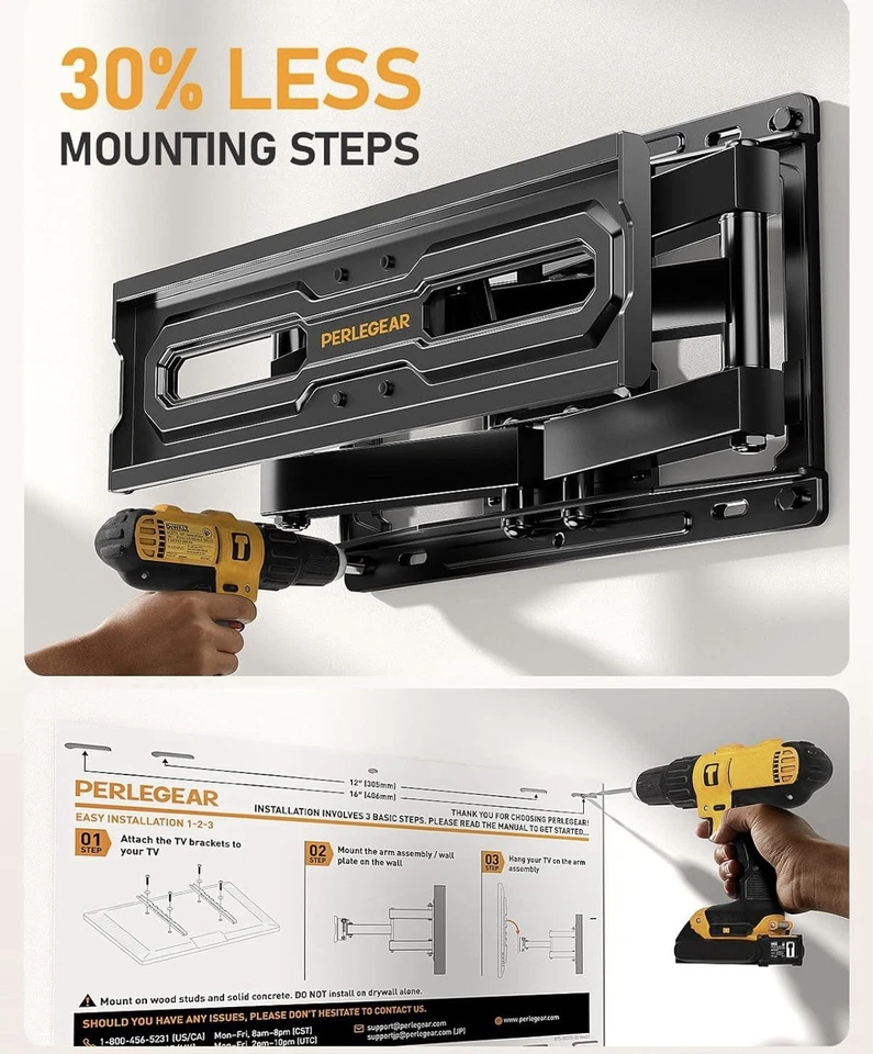 Soporte de TV Perlegear Full Motion para televisores de 32-65 pulgadas de hasta 99 libras máximo VESA 400x4... Foto 4 de 4