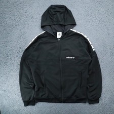 Adidas Women Black Full Zip Hoodie Sweatshirt Long Sleeve Large