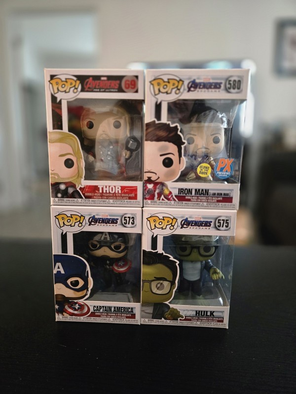 Funko Pop! Avengers 4pk Iron Man #580 Captin America #573 Thor #69 Hulk #575