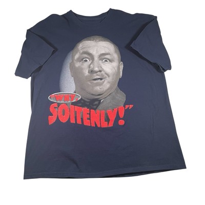 Vtg Y2K The Three Stooges T Shirt XL Why Soitenly Graphic Curly Comedy Mens Blue