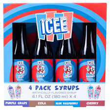 4 Pack Slushie Syrups. Genuine ICEE Shaved Ice Snow Cone Syrups 4 x 6.1floz