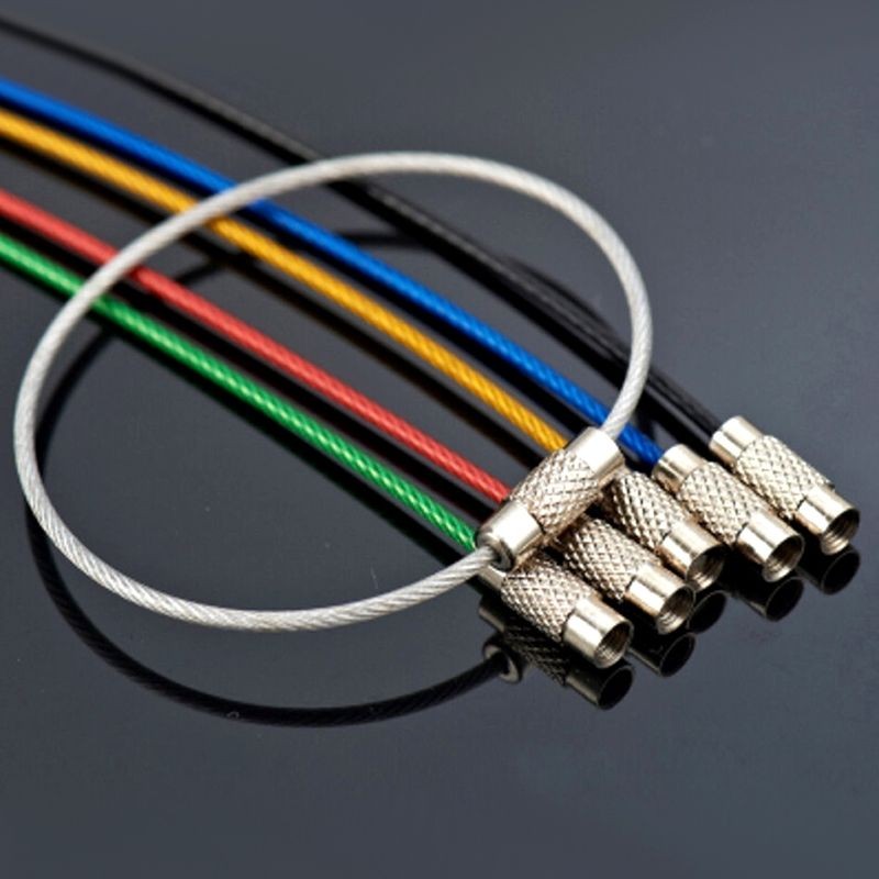 1.5mm Screw Locking Wire Keychain Cable Rope Key Holder Keyring Chain ...