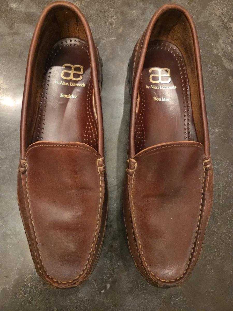 Allen Edmonds Ripley Mens 14D Brown Leather Laces Loafers Shoes Camp Moccasin Allen Edmonds Solid Casual Shoes for Men Moccasin for sale  main image 3