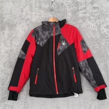 Spyder Leader Ski Jacket Red, Black, and Gray Boys size 16 Winter EUC