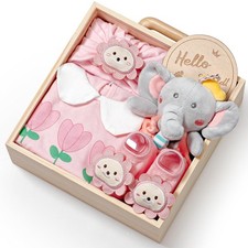 Newborn Baby Girl Gift Set: Blanket, Bib, Socks  More - Perfect Shower Gifts