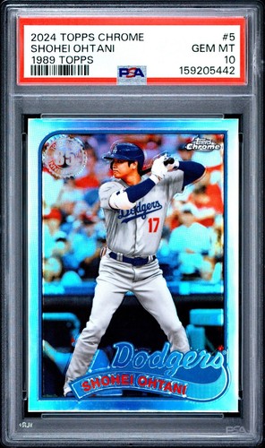 SHOHEI OHTANI 2024 TOPPS CHROME 1989 TOPPS BASEBALL #5 PSA 10 GEM MINT DODGERS!