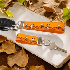 Keychain Wristlet Keychains Key Fob Zipper Pull Pumpkins Key Chain Fall Car Keys