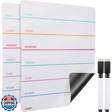 Outus 2 Pieces Magnetic Weekly Dry Erase Boards Erasable Weekly Calendars Whi