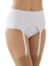 Cortland/Rago Shapewear Fancy Embroidery 4 Strap White Garter Belt Size 44/7XL