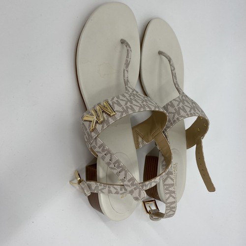 Sandali Michael Kors beige e oro con logo taglia 11 - Foto 3 di 4