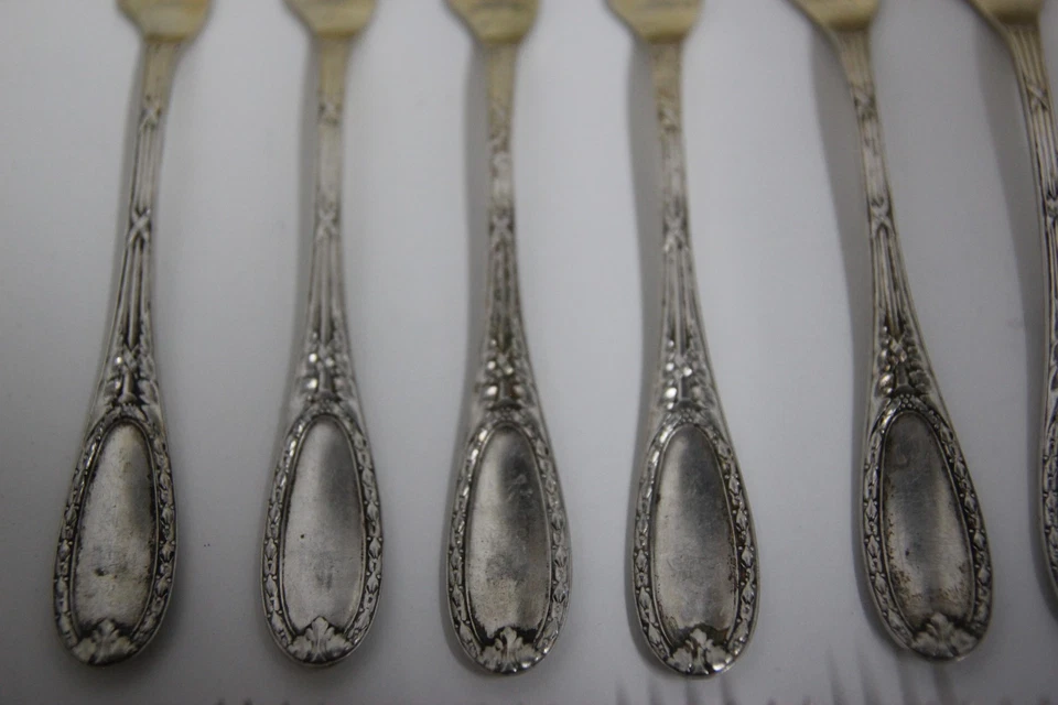 Antique Rare 18 Pcs German 800 Silver. Bruckmann & Sohne Knife & Fork Set - Image 3 of 4
