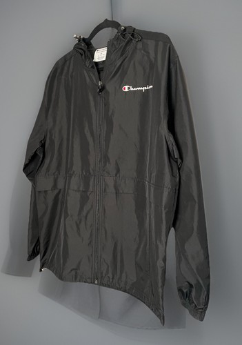 CHAMPION Men’s Stadium Hooded Windbreaker Jacket Size Medium Black Full Zip - Picture 2 of 7