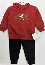 Air Jordan Jumpman Set Toddler Boys 24M Red Fleece Hoodie Black Joggers NEW