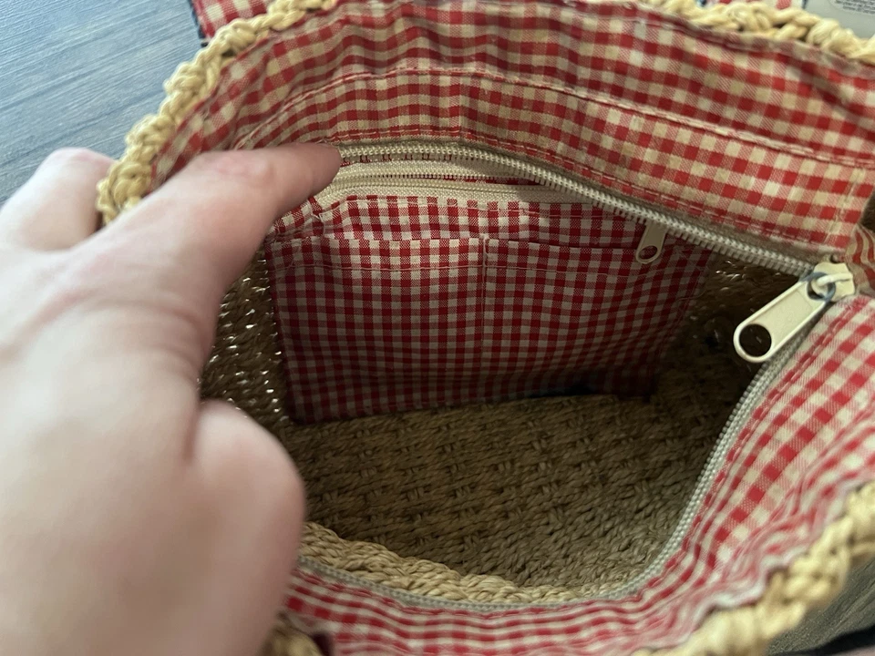 Cartera Tommy Hilfiger vintage tejida de paja natural y denim Foto 3 de 4