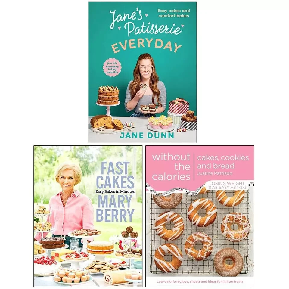 Jane’s Patisserie Everyday, Cakes Cookies & Bread, Mary Berry Fast Cakes 3 Books