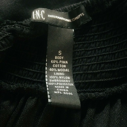 INC Pima Cotton Modal Black White Embroidered spaghetti Halter strap dress small - Picture 9 of 9
