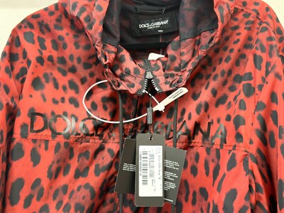 DOLCE & GABBANA Nylon Jacket G9WJ5T FSMBD Red Leopard Size 48