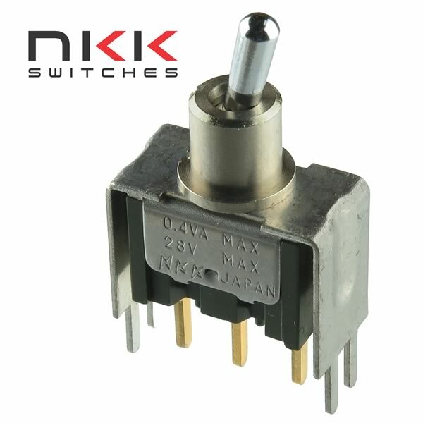 NKK PCB Mount SPDT 0.4VA 28V Toggle Switch, 3 pin, Part. # M2012