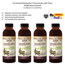 Fermented Kombucha Concentrate with Clove, SCOBY Drink from Viva Natura 500mlx4