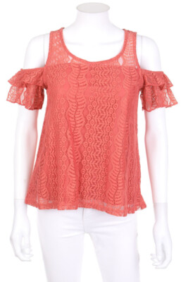 No Label Blouse Top Lace Volants Frills XS peach