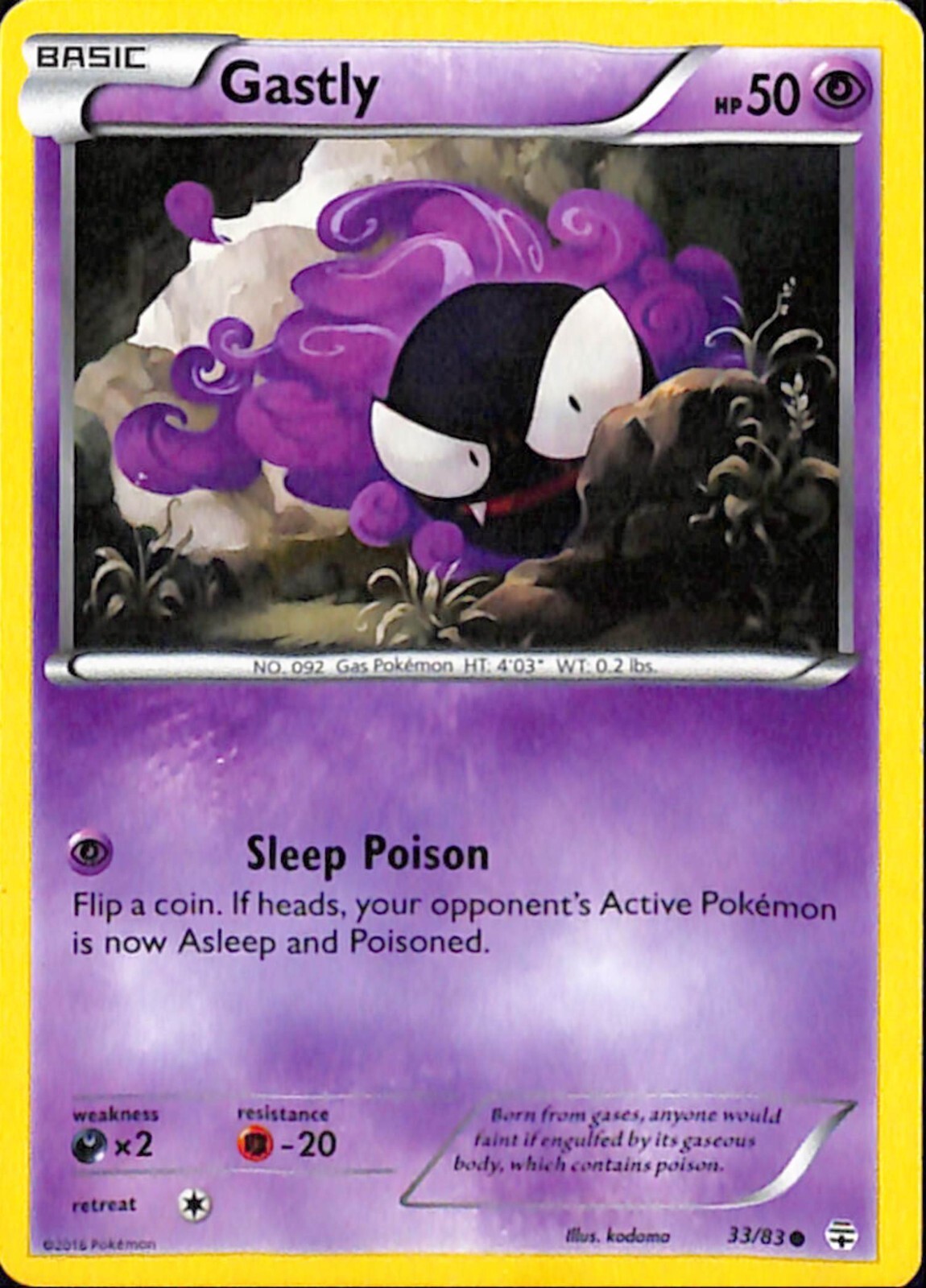 GASTLY - 33/83 - XY GENERATIONS - Common - Pokemon Card - LP