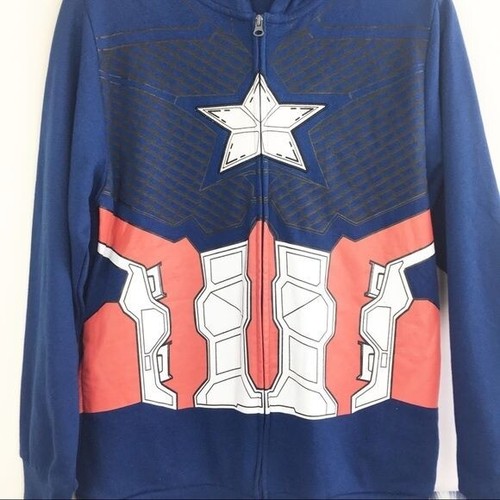 Boys' Marvel Captain America Front Zip Hooded Sweatshirt Size  XL - Picture 2 of 5