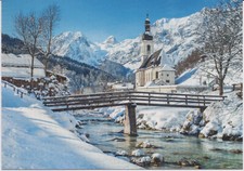 Ansichtskarte: Winter in den Alpen: Pfarrkirche St. Sebastian, Berchtesgaden
