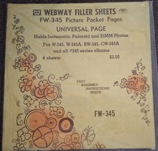 NIP Webway 4 Filler Sheets FW-345 Holds Instamatic, Polaroid and 35MM Photo