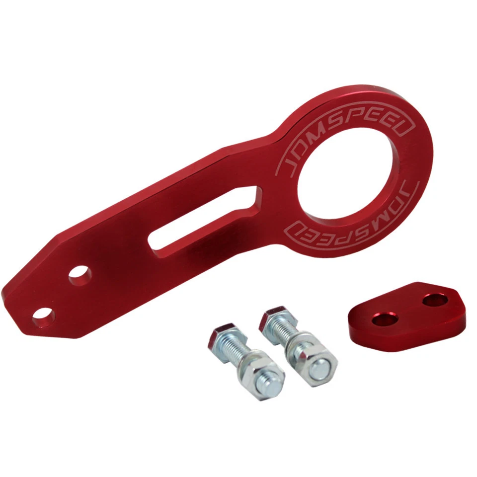 Front Rear Tow Hook Kit  JDMSPEED Billet Aluminum Racing CNC JDM Anodized Red - Image 4 of 4