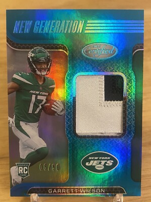 Garrett Wilson 2022 Panini Certified New Generation Rookie Patch Teal /50 Jets